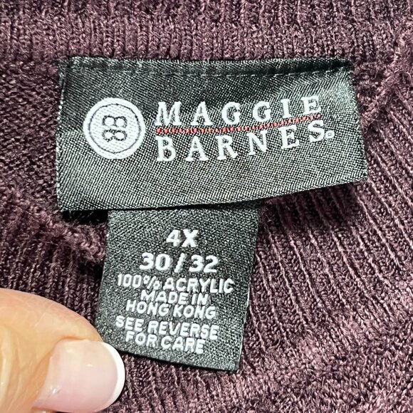 Maggie Barnes 4x Purple Knit Short Sleeve Sweater Back Zipper Textured Front - Picture 6 of 10